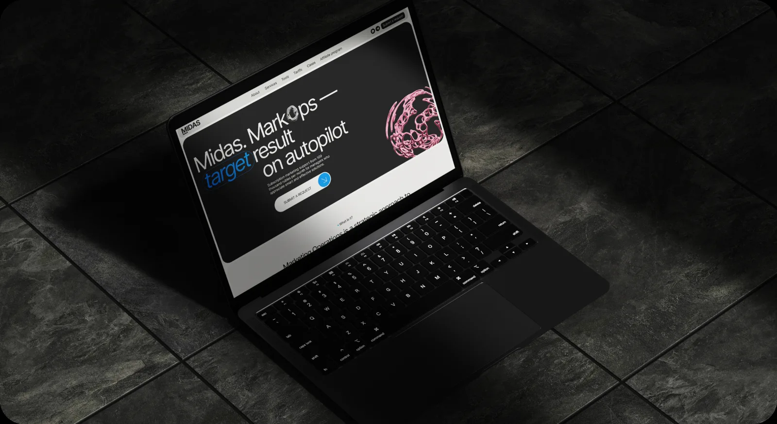 Midas website on a laptop screen — lunö studio case