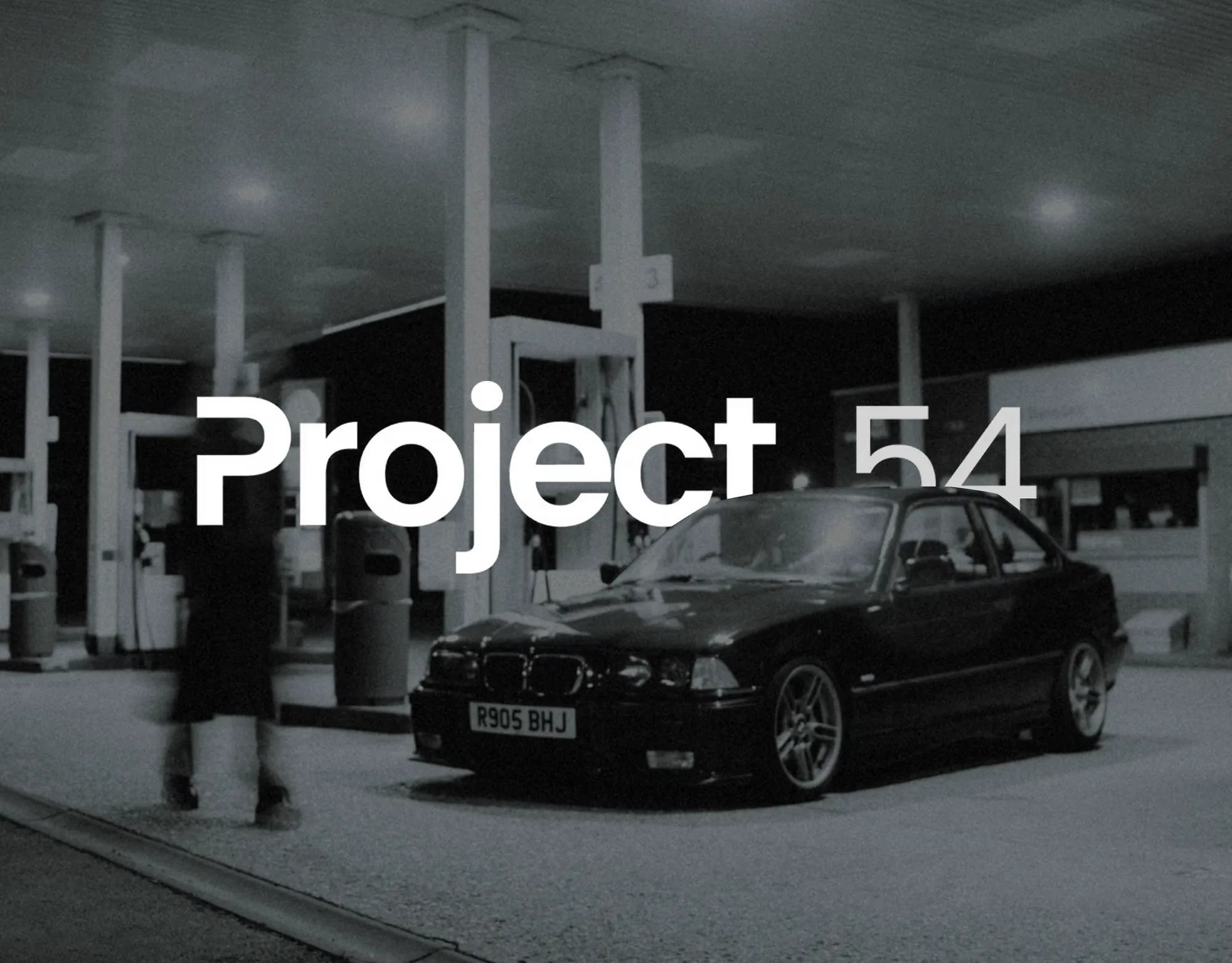 Project 54 logo over a night gas station — lunö studio case